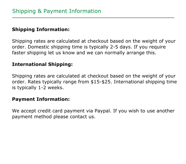 Shipping And Payment